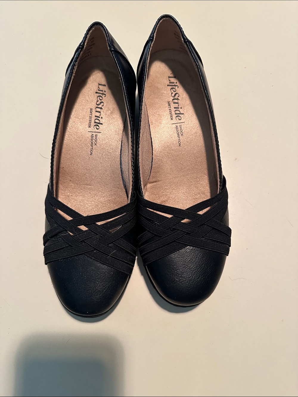 Life Stride Black Crisscross Slip-On Flats